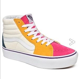 Colorful SK8-HI PLATFORM Vans.